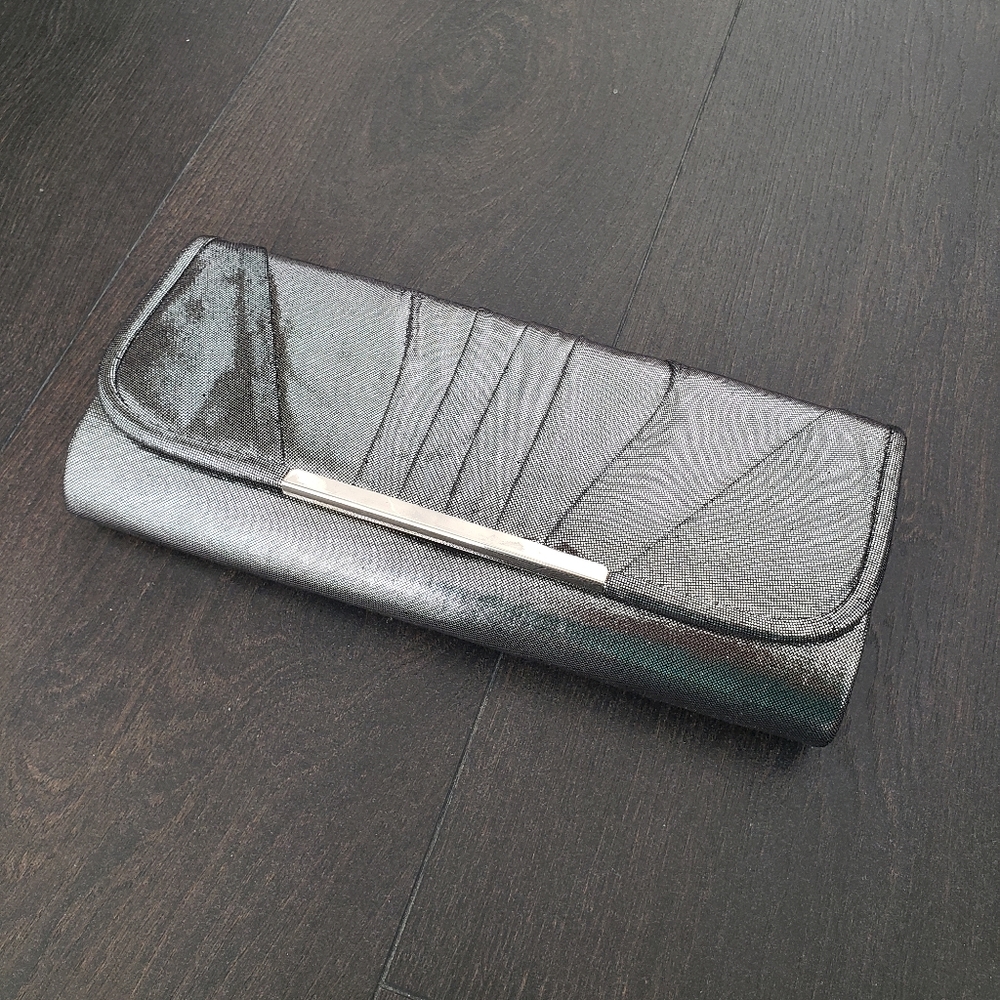 Silver Metallic Clutch Handbag